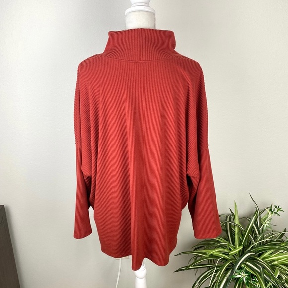 Old Navy, Plus Size XXL Burnt Orange Mock Neck Warm 3/4 Sleeve Pullover Shirt - Picture 7 of 9
